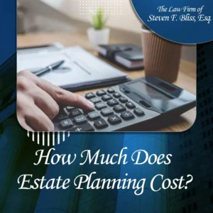 Man with calculator adding the fees and costs of estate planning.