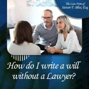 Three adults sitting at a coffee table preparing to write a will without a lawyer.