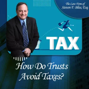 Steve Bliss and an animated drawing of a person jumping over the word TAX.