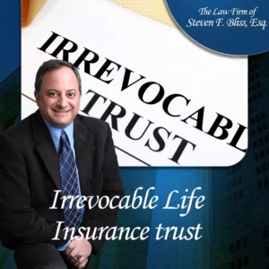 Attorney Steve Bliss with a document labeled irrevocable trust.