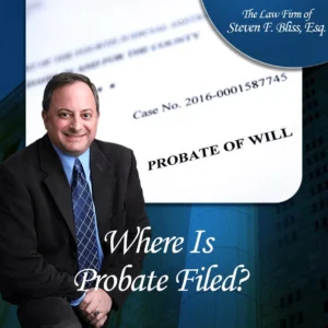 Steve Bliss with paperwork stated 'Probate of Will'.